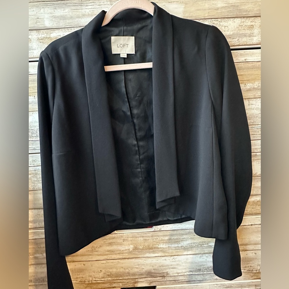 🖤 LOFT Black Open Front Blazer Jacket Career Workwear Size 6